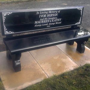 Black Granite Memorial Bench